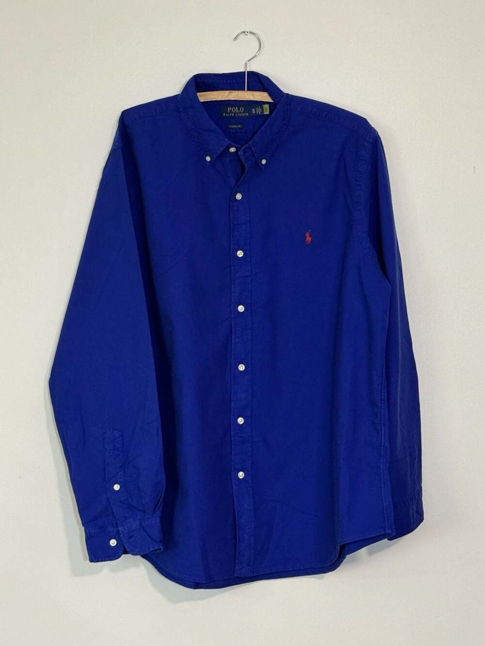 Polo Ralph Lauren Royal Blue Long Sleeve Oxford Shirt, Size XL, Classic Fit